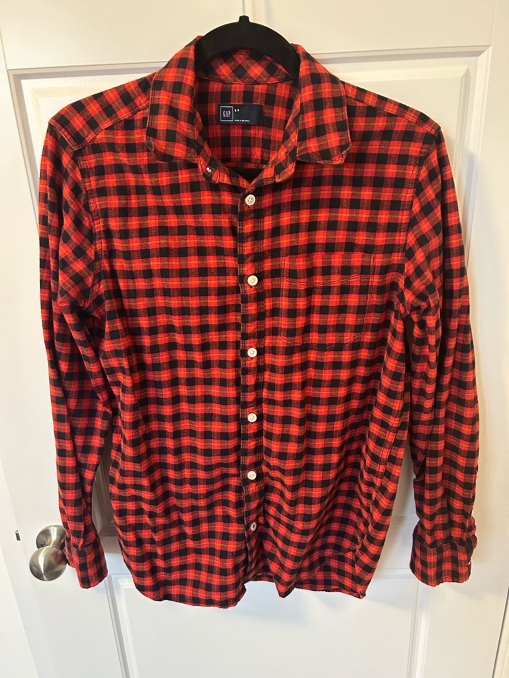 GAP Red and Black Plaid Button-Down Shirt